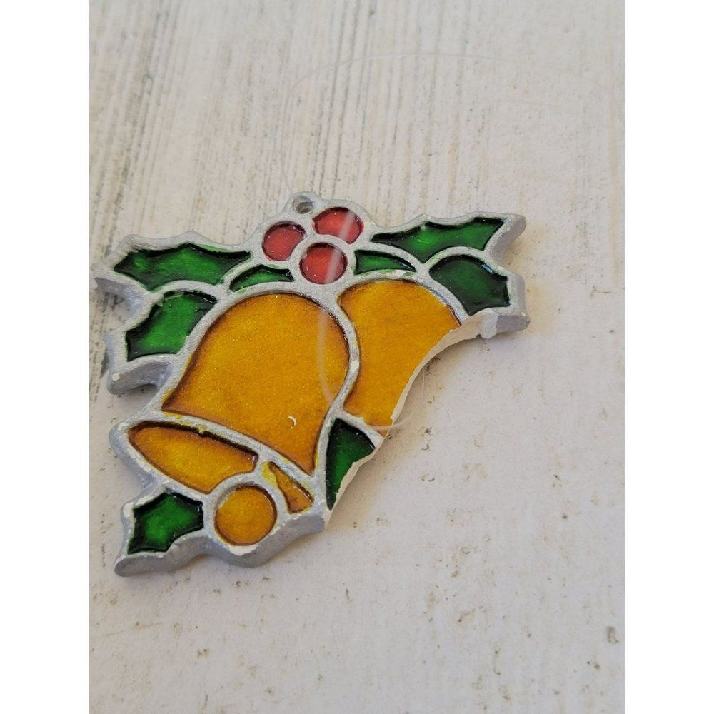 Stained
AS IS bell Mistletoe ornament Xmas decor